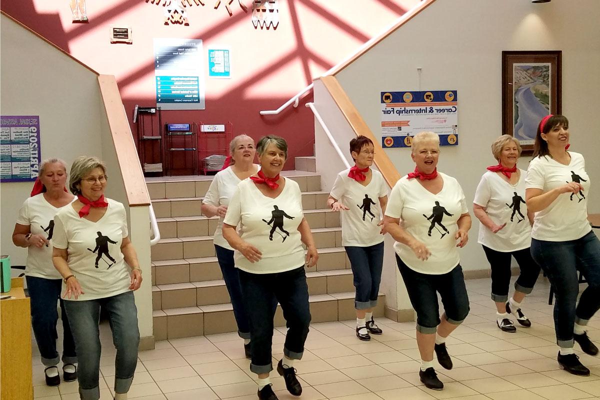 Group of women tap dancing